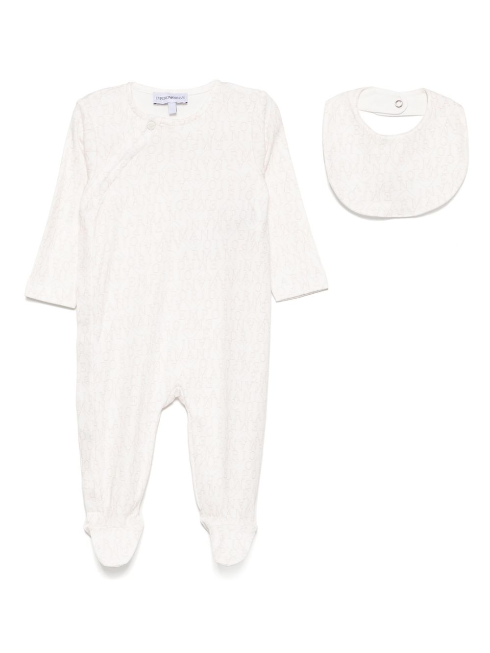 Emporio Armani Kids logo印花连体衣套装 - 白色