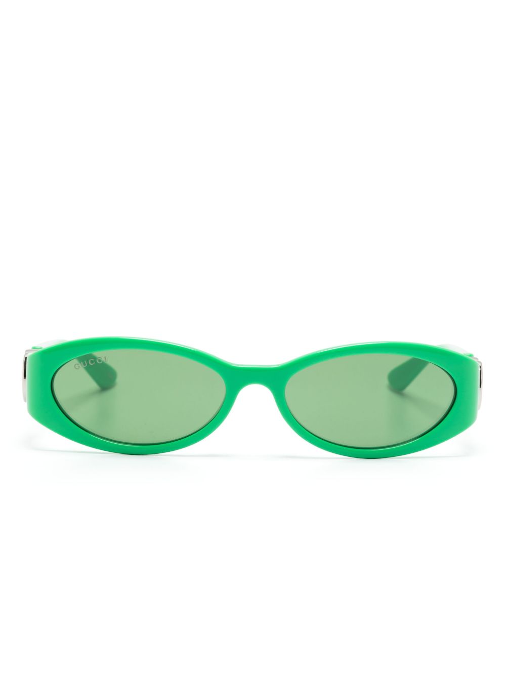 Gucci Eyewear Interlocking G 椭圆形框太阳眼镜 - 绿色