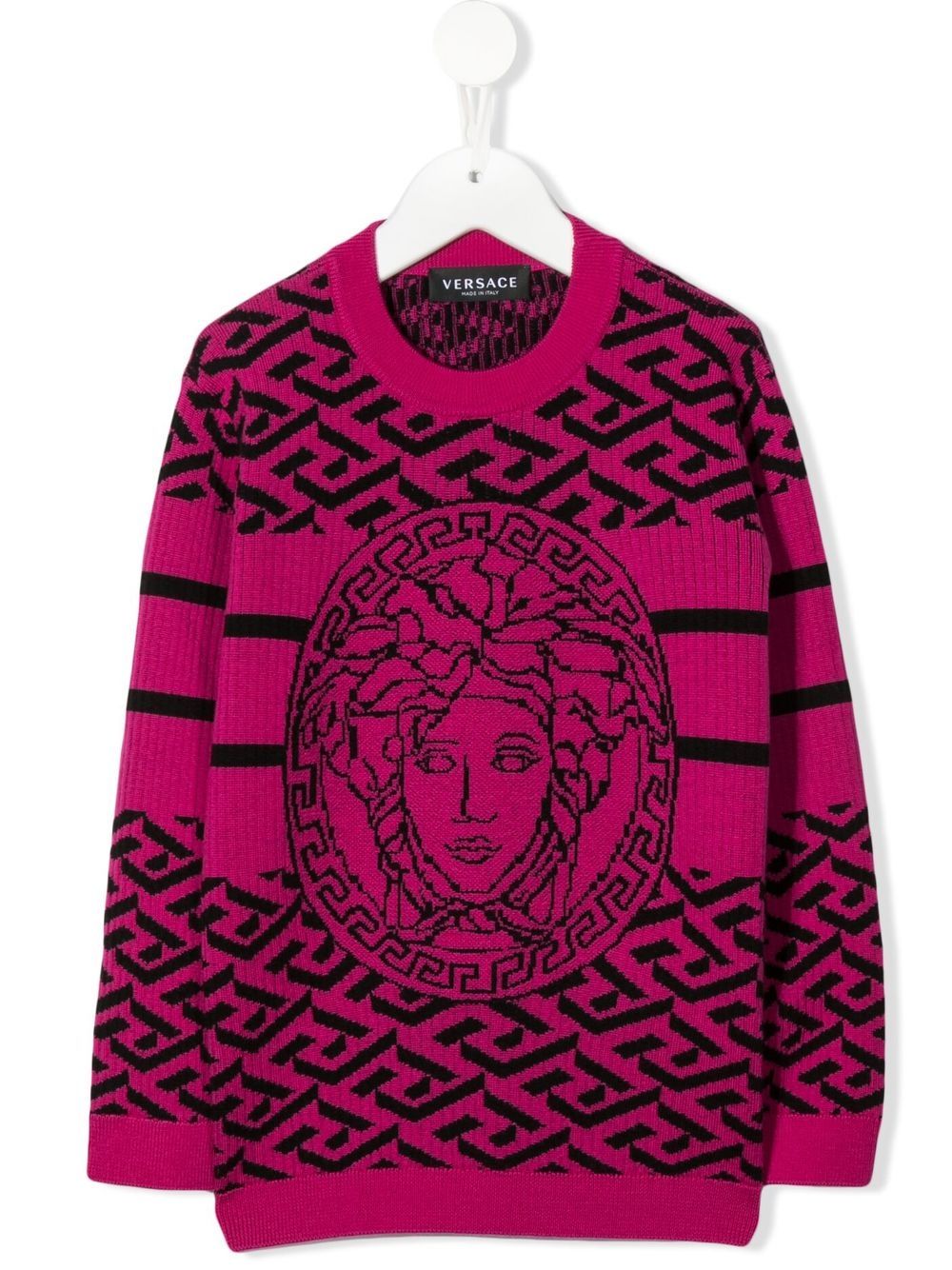 Versace Kids 范思哲 美杜莎嵌花针织毛衣 - 紫色