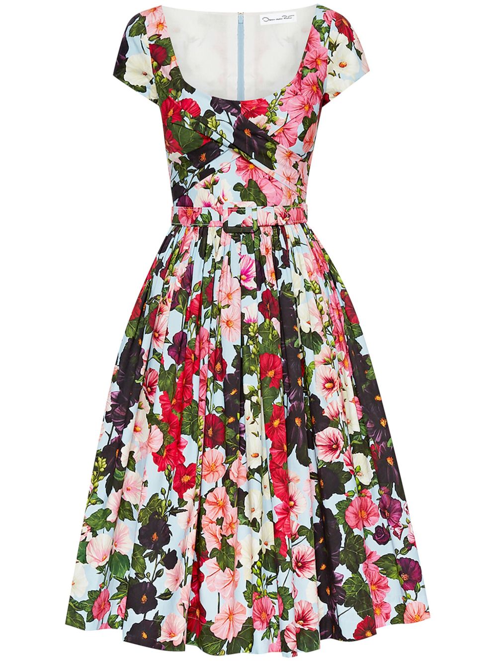 Oscar de la Renta Hollyhocks 大圆领连衣裙 - 黑色