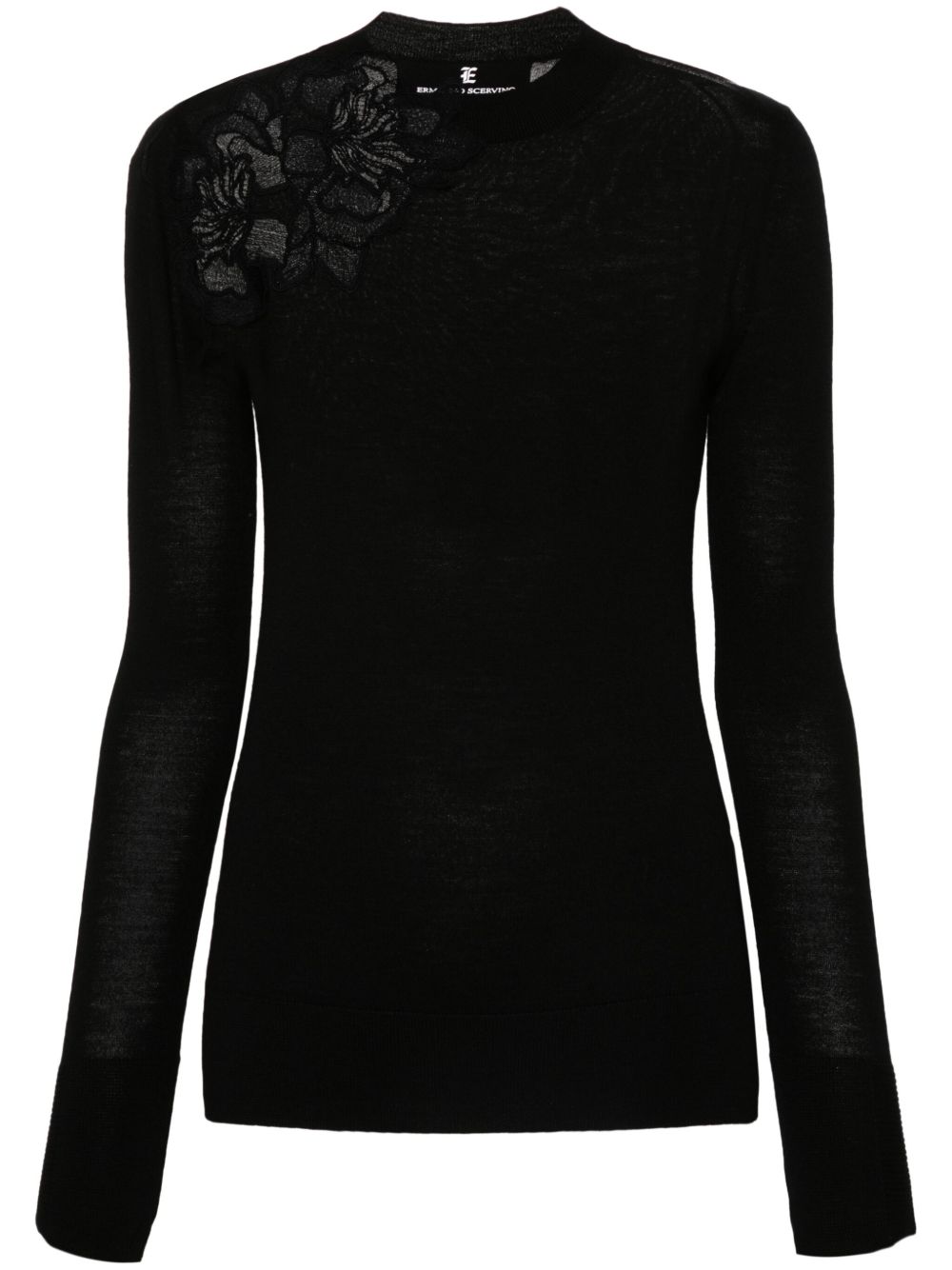 Ermanno Scervino 花卉蕾丝贴花毛衣 - 黑色