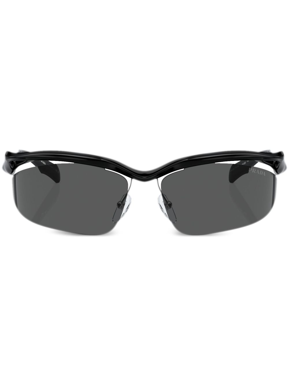 Prada Eyewear Prada PR A25S 几何形框太阳眼镜 - 黑色