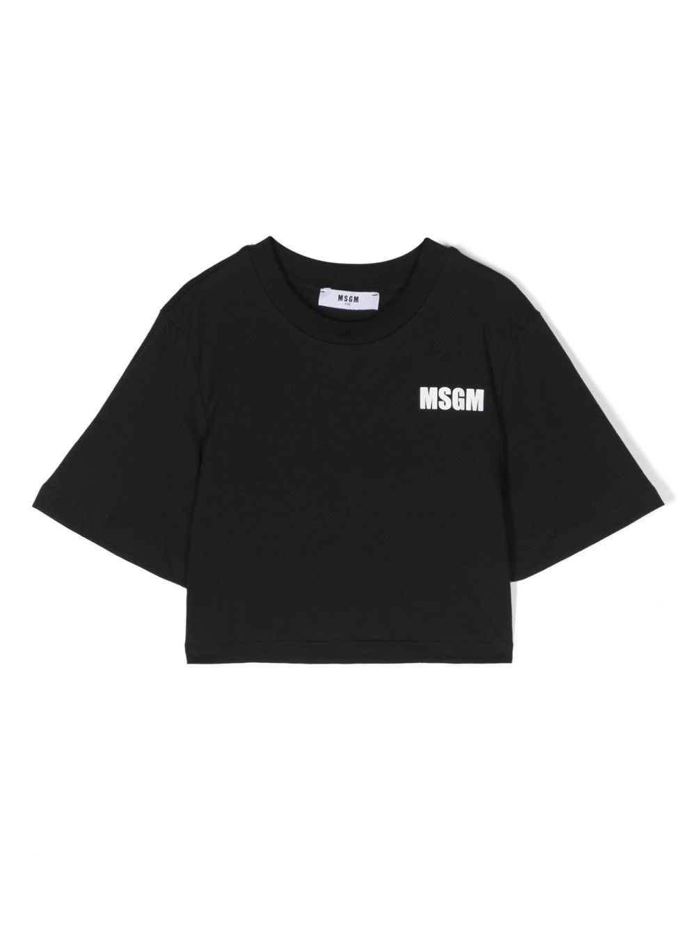 MSGM Kids logo印花棉T恤 - 黑色