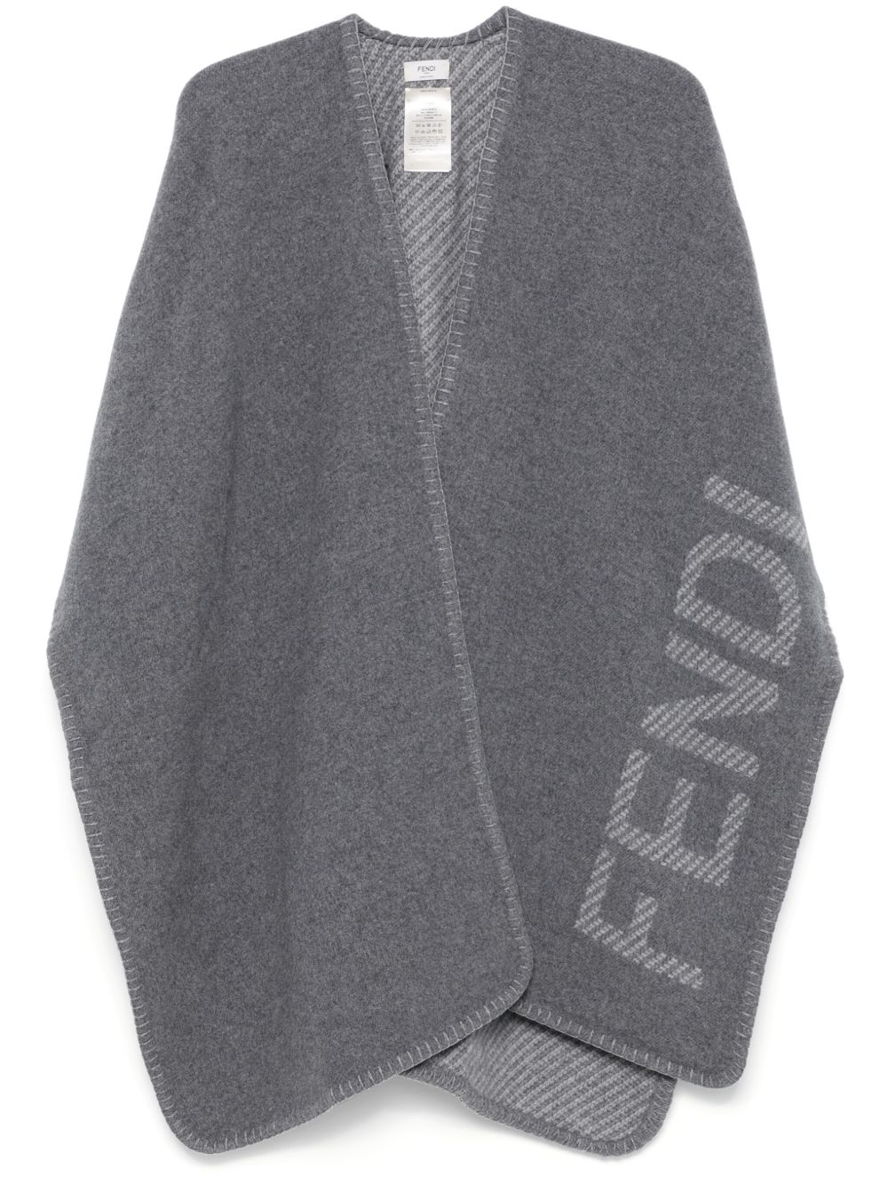 FENDI logo嵌花斗篷 - 灰色