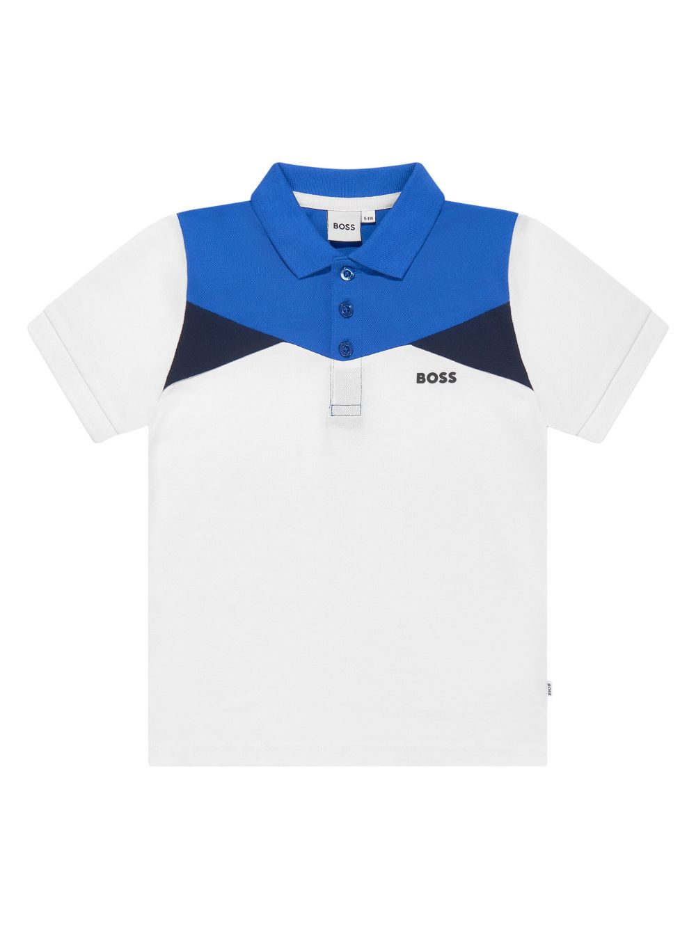 BOSS Kidswear 拼接设计polo衫 - 白色