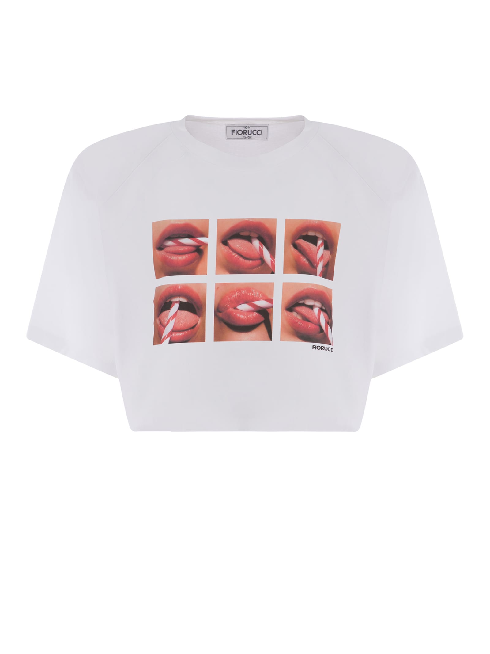 Fiorucci 嘴印花短款棉质T恤