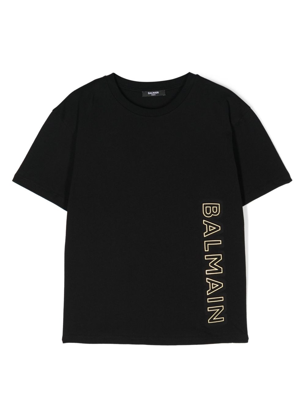 Balmain Kids logo压纹棉T恤 - 黑色