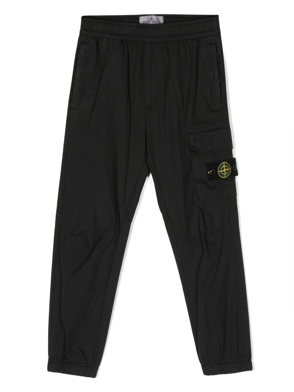 Stone Island Junior Compass 图案棉长裤 - 黑色