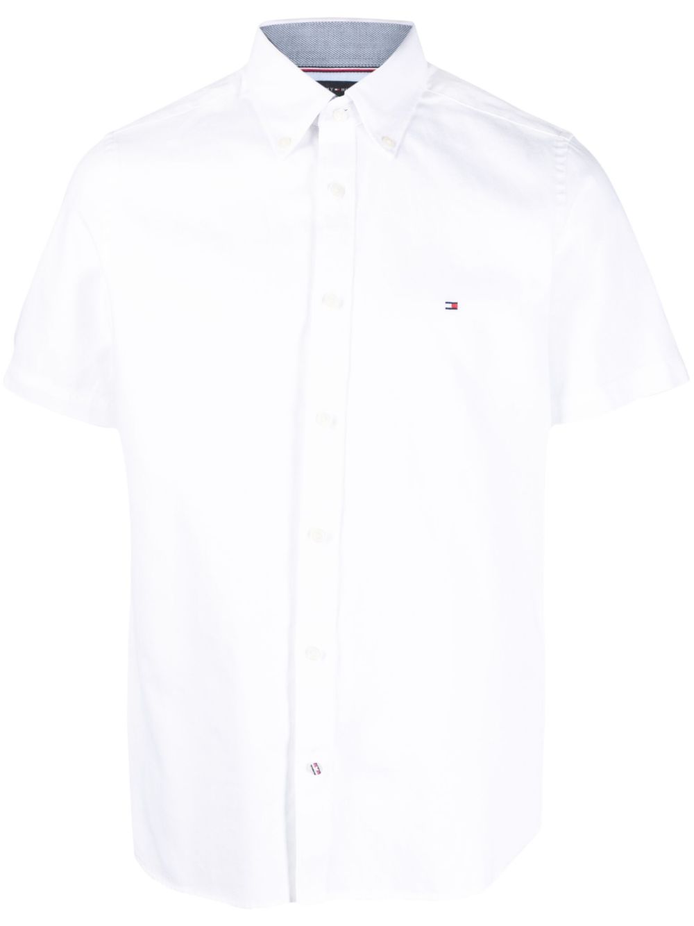Tommy Hilfiger logo刺绣短袖衬衫 - 白色