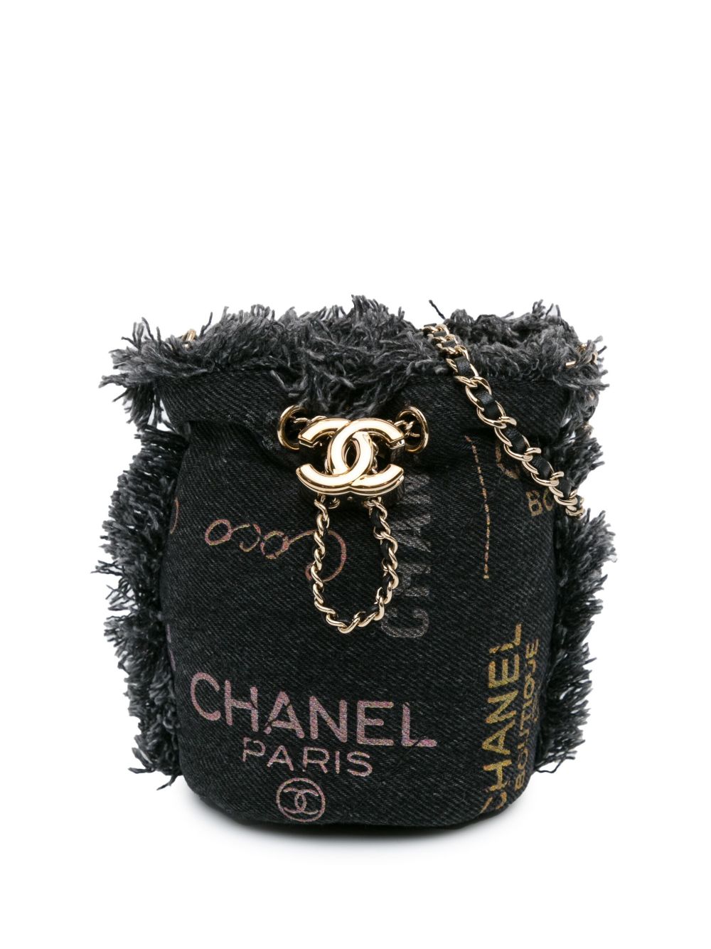 CHANEL Pre-Owned Mini Denim Mood with Chain 水桶包（2021年典藏款） - 灰色