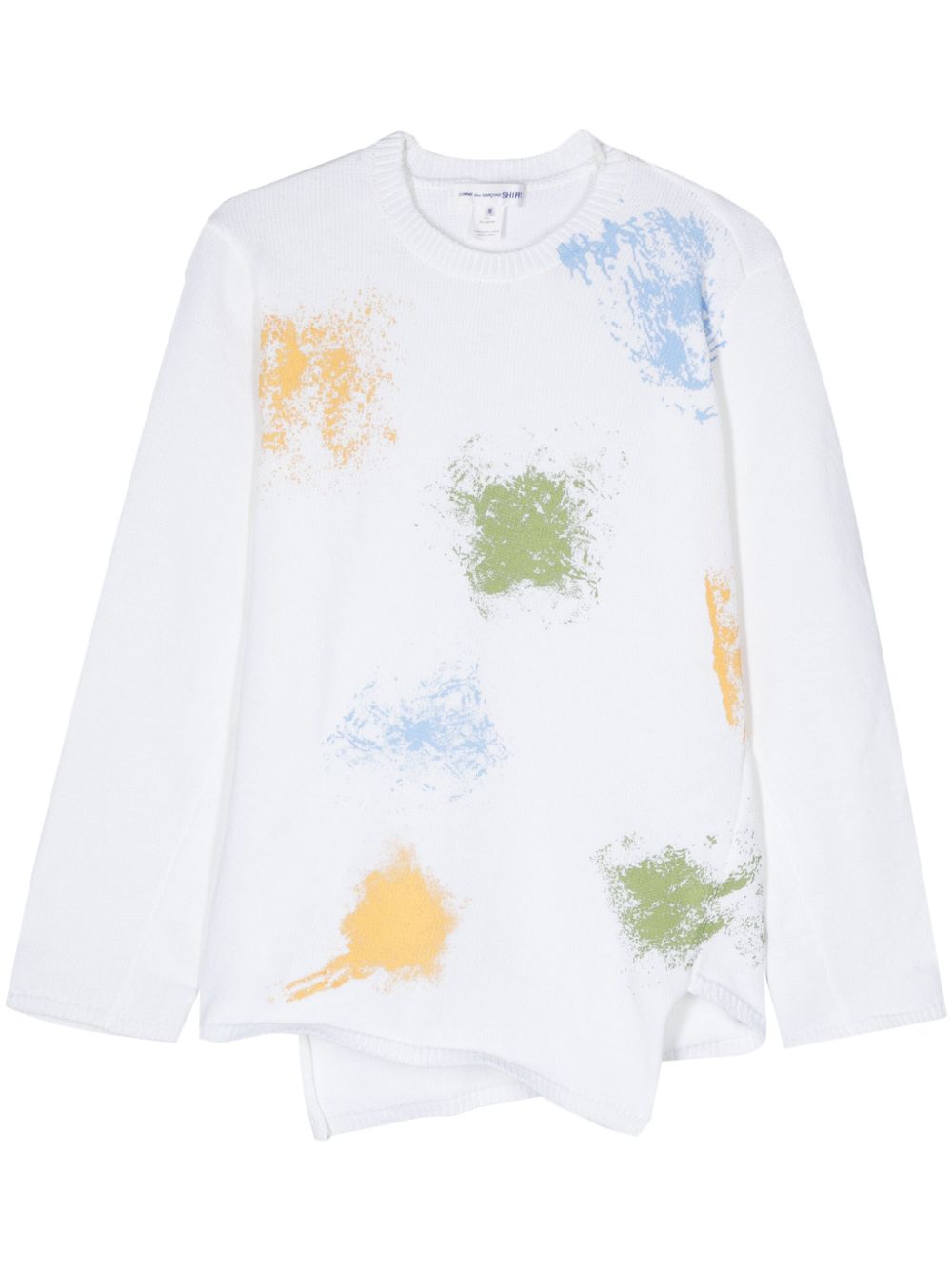 Comme Des Garçons Shirt 喷漆效果不对称毛衣 - 白色