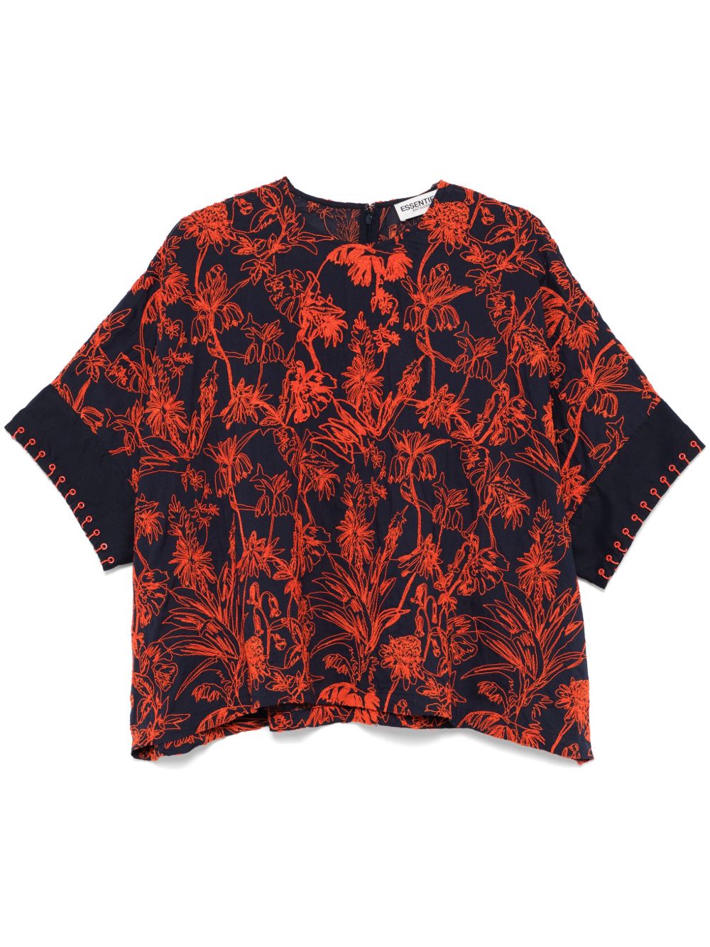 Essentiel Antwerp 花卉刺绣上衣 - 蓝色