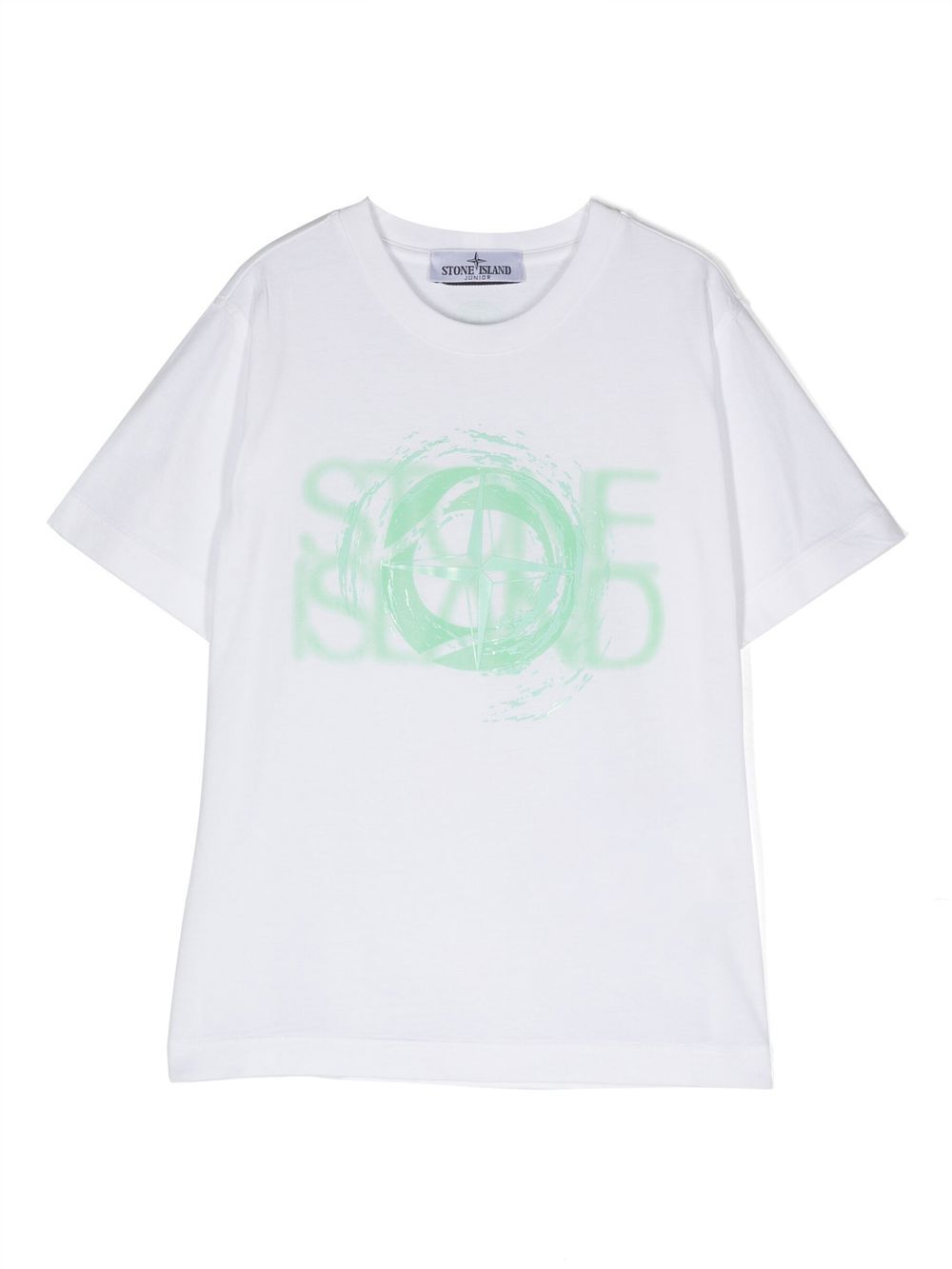 Stone Island Junior logo印花T恤 - 白色
