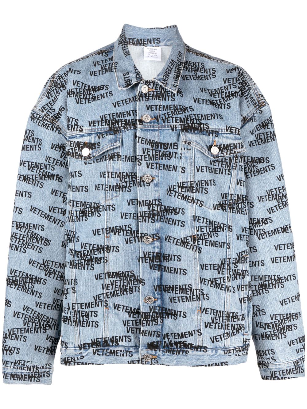 VETEMENTS logo印花牛仔夹克 - 蓝色