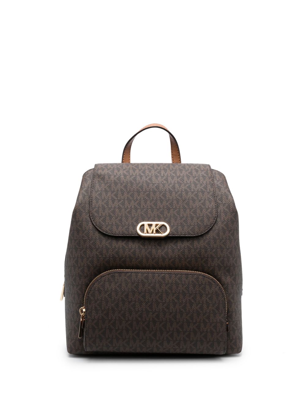 Michael Michael Kors 经典印花logo扣环双肩包 - 褐色