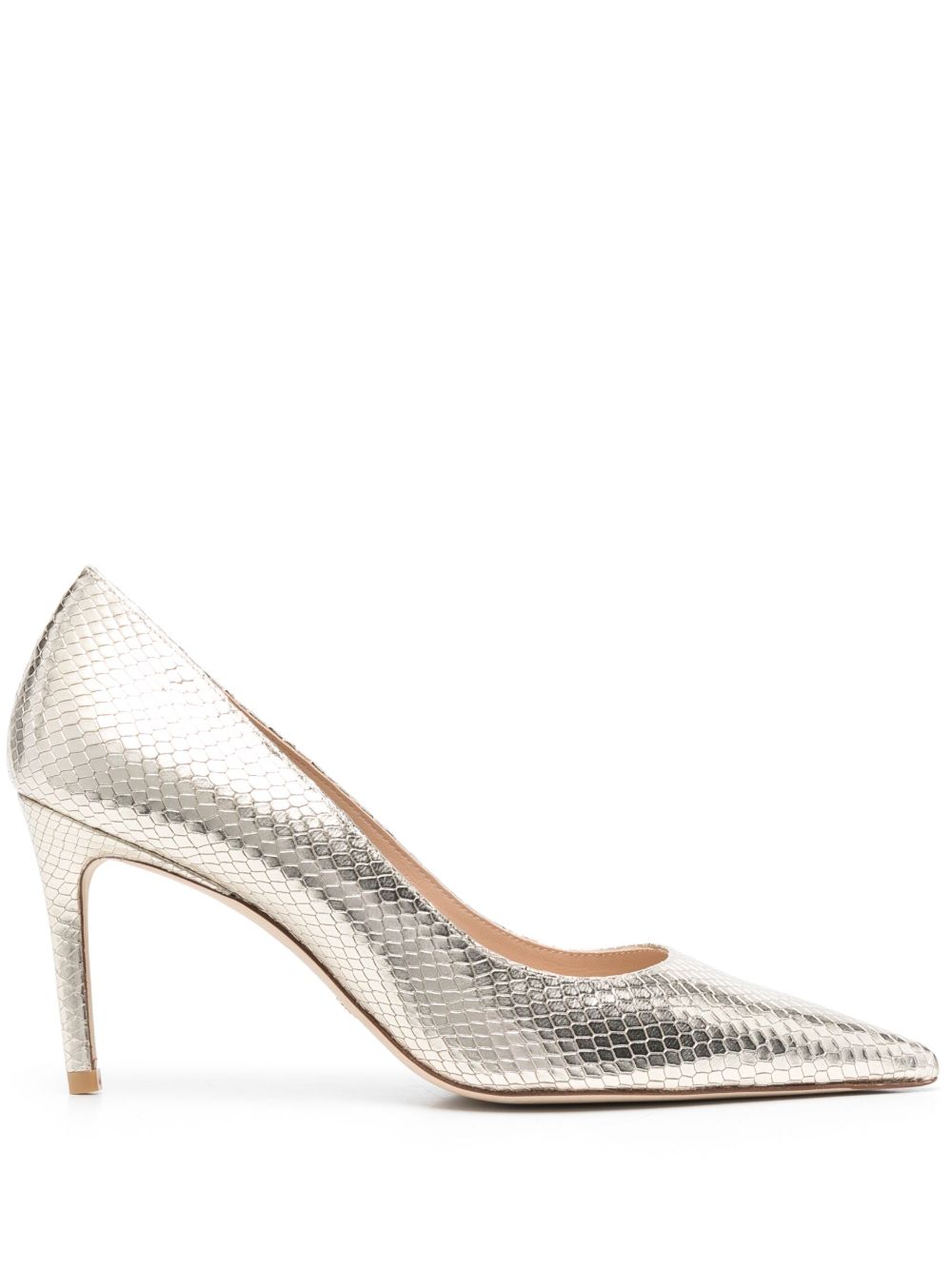 Stuart Weitzman 蛇皮效果皮质高跟鞋 - 金色