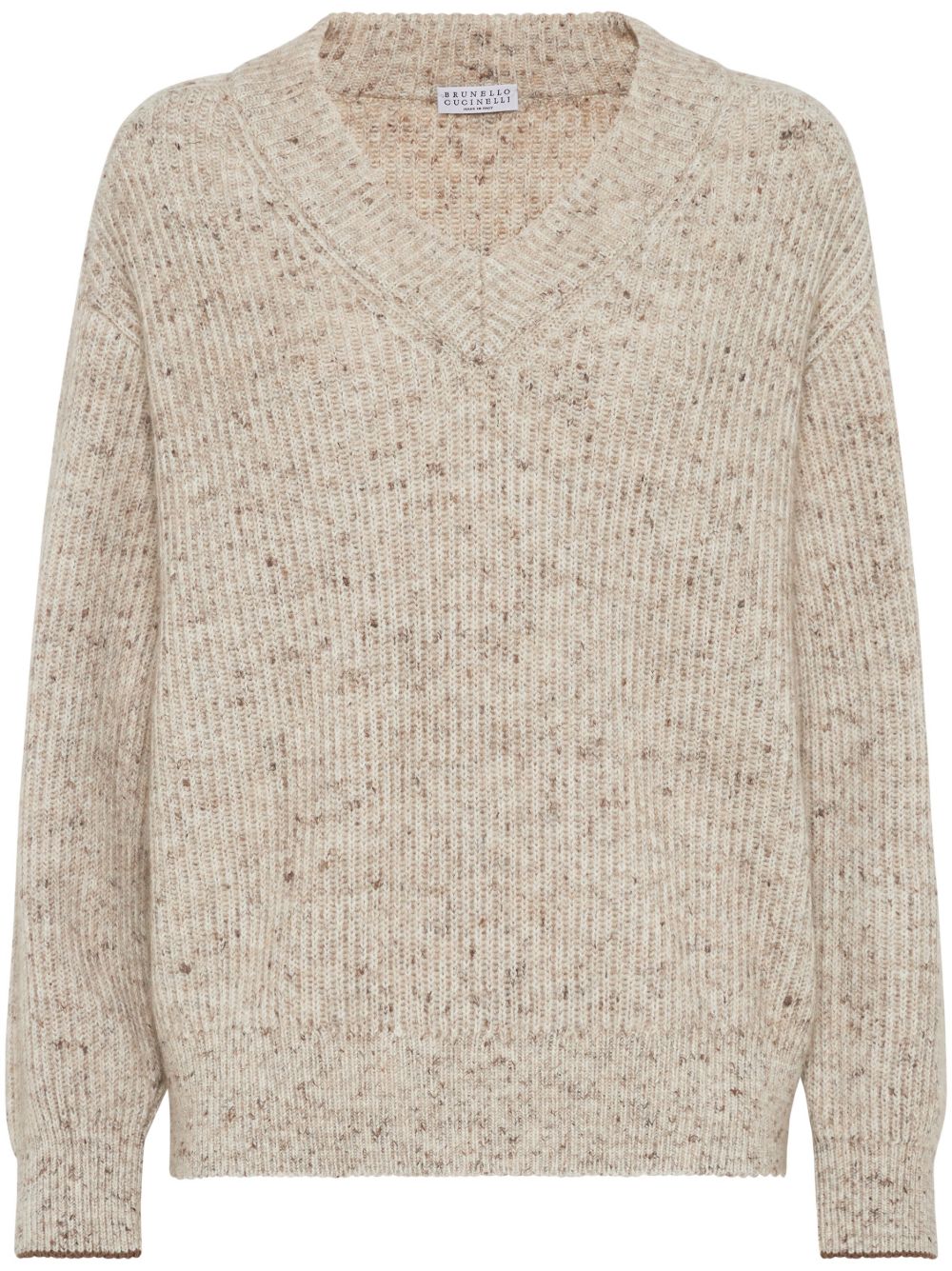 Brunello Cucinelli V领罗纹毛衣 - 中性色