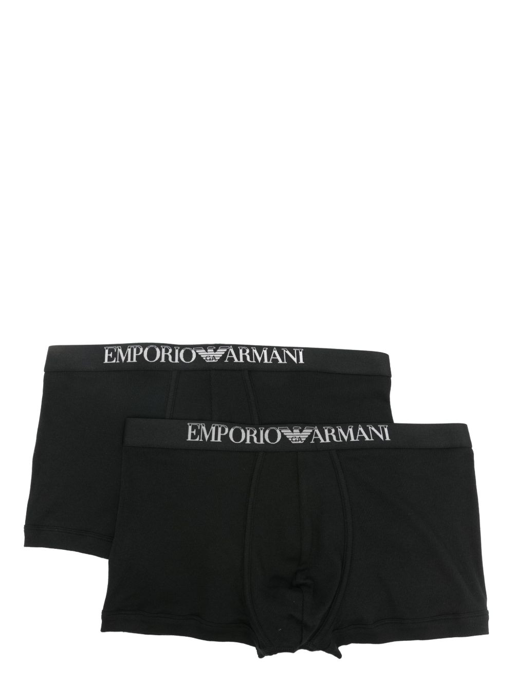 Emporio Armani logo腰边三角内裤（两件装） - 黑色