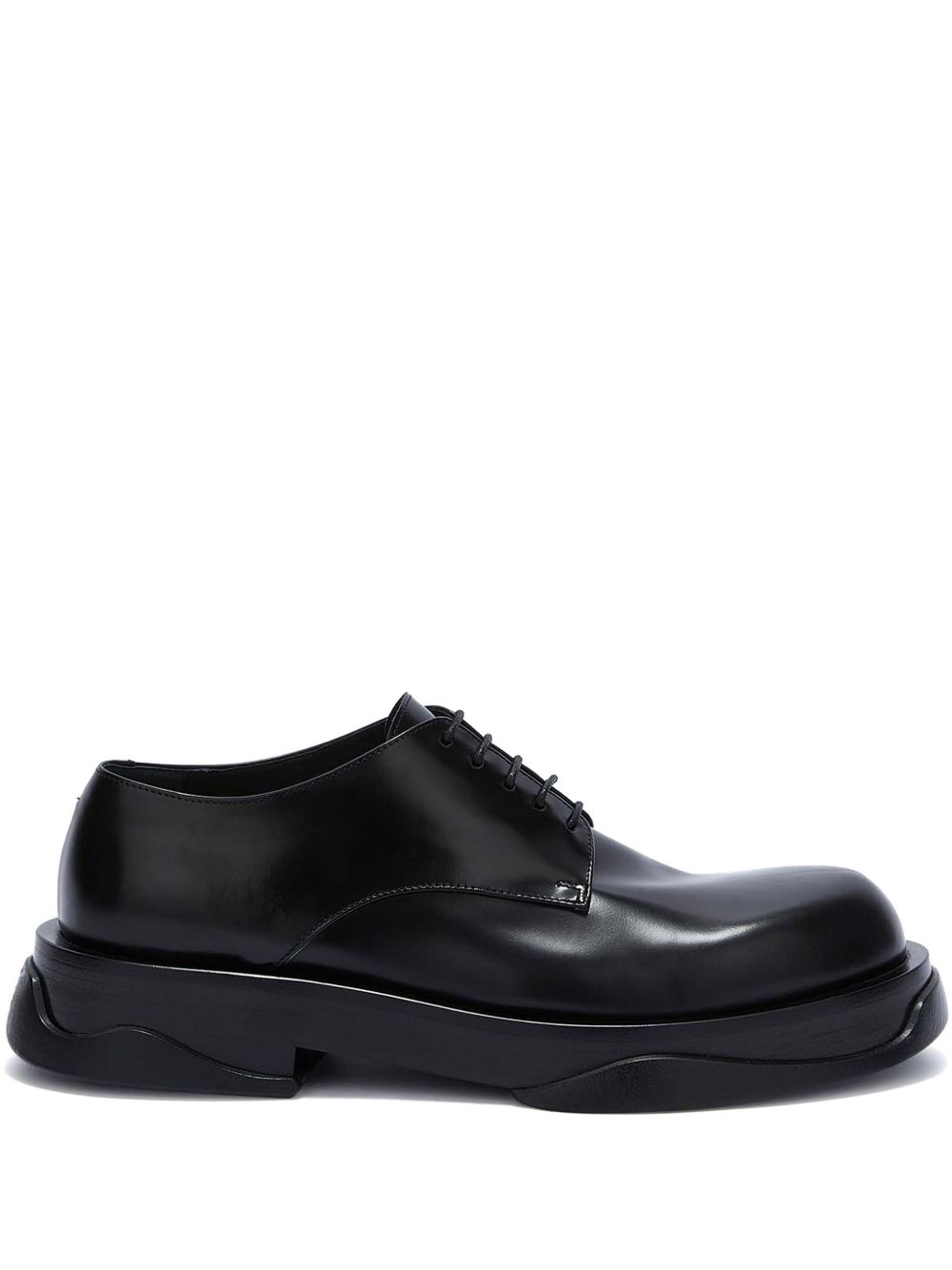 Jil Sander 圆头皮质德比鞋 - 黑色