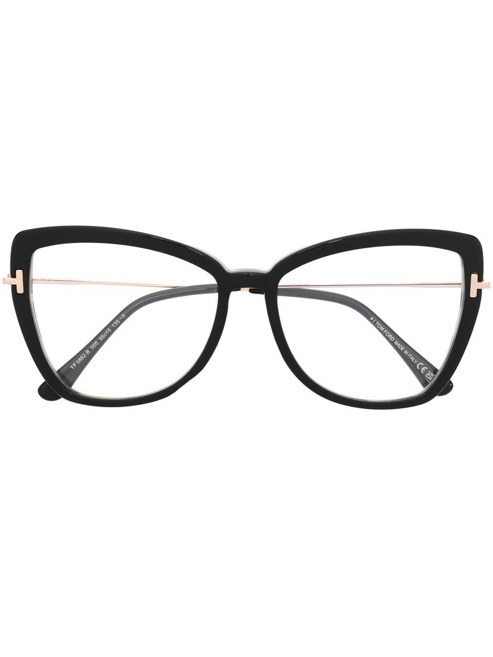 TOM FORD Eyewear 玳瑁纹效果猫眼框眼镜 - 黑色