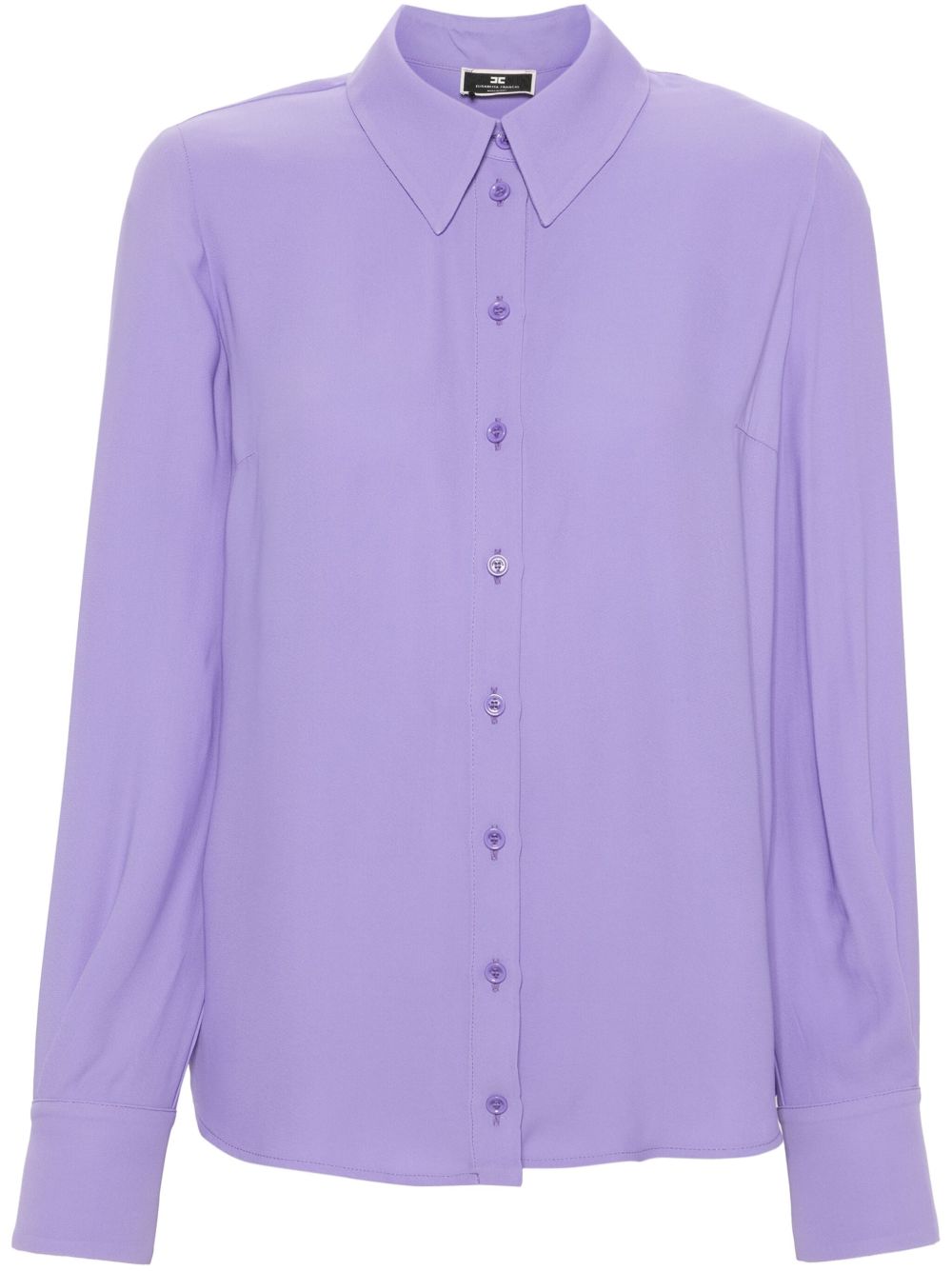 Elisabetta Franchi logo印花乔其纱绉纱衬衫 - 紫色