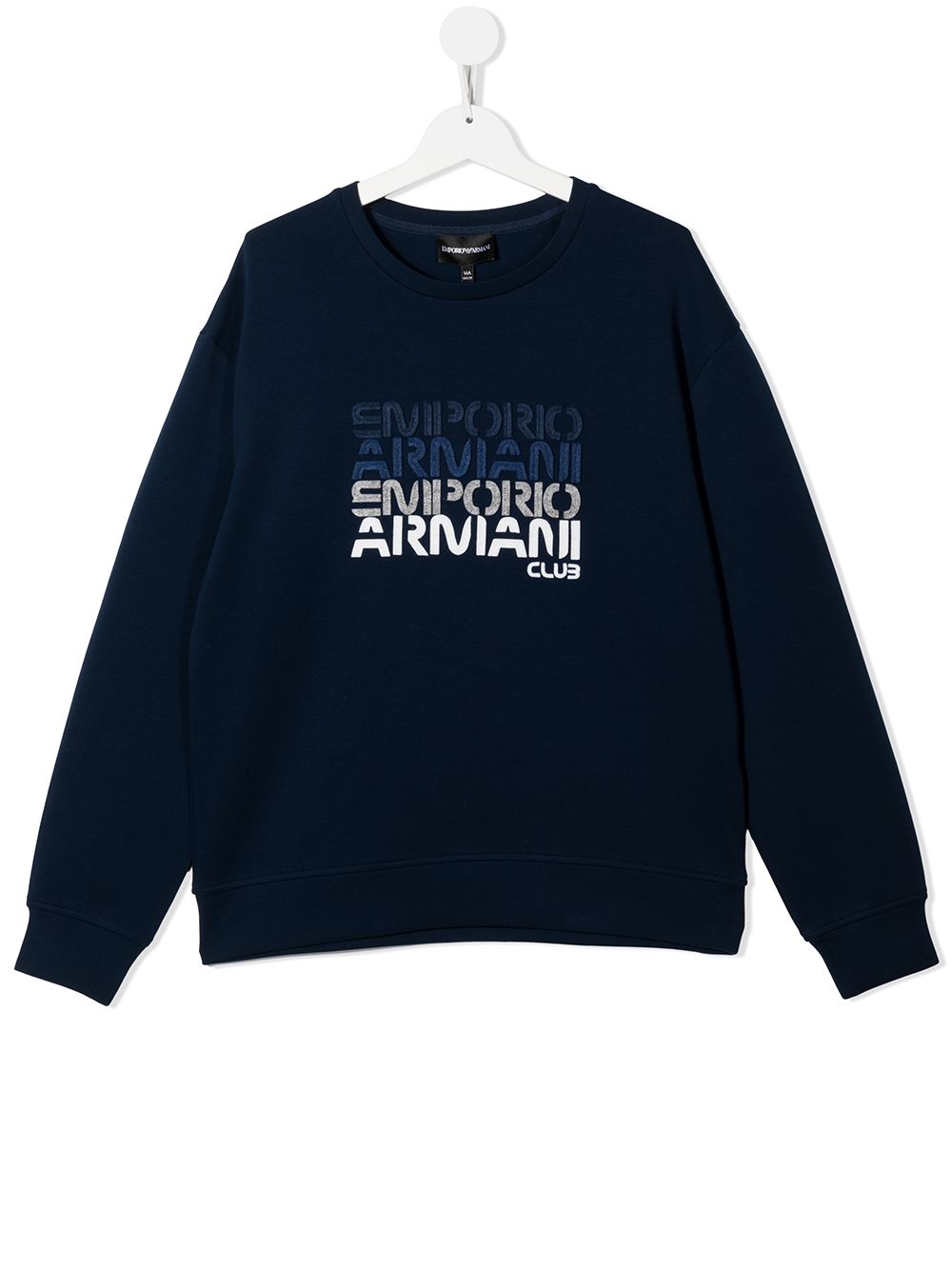 Emporio Armani Kids logo印花长袖卫衣 - 蓝色