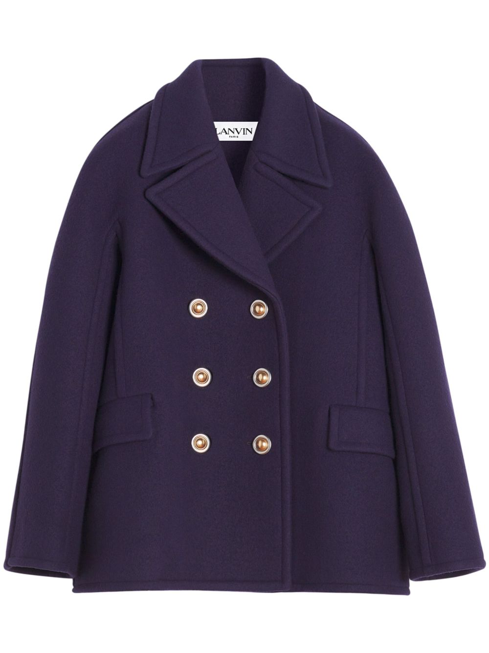 Lanvin 双排扣羊毛水手短外套 - 蓝色