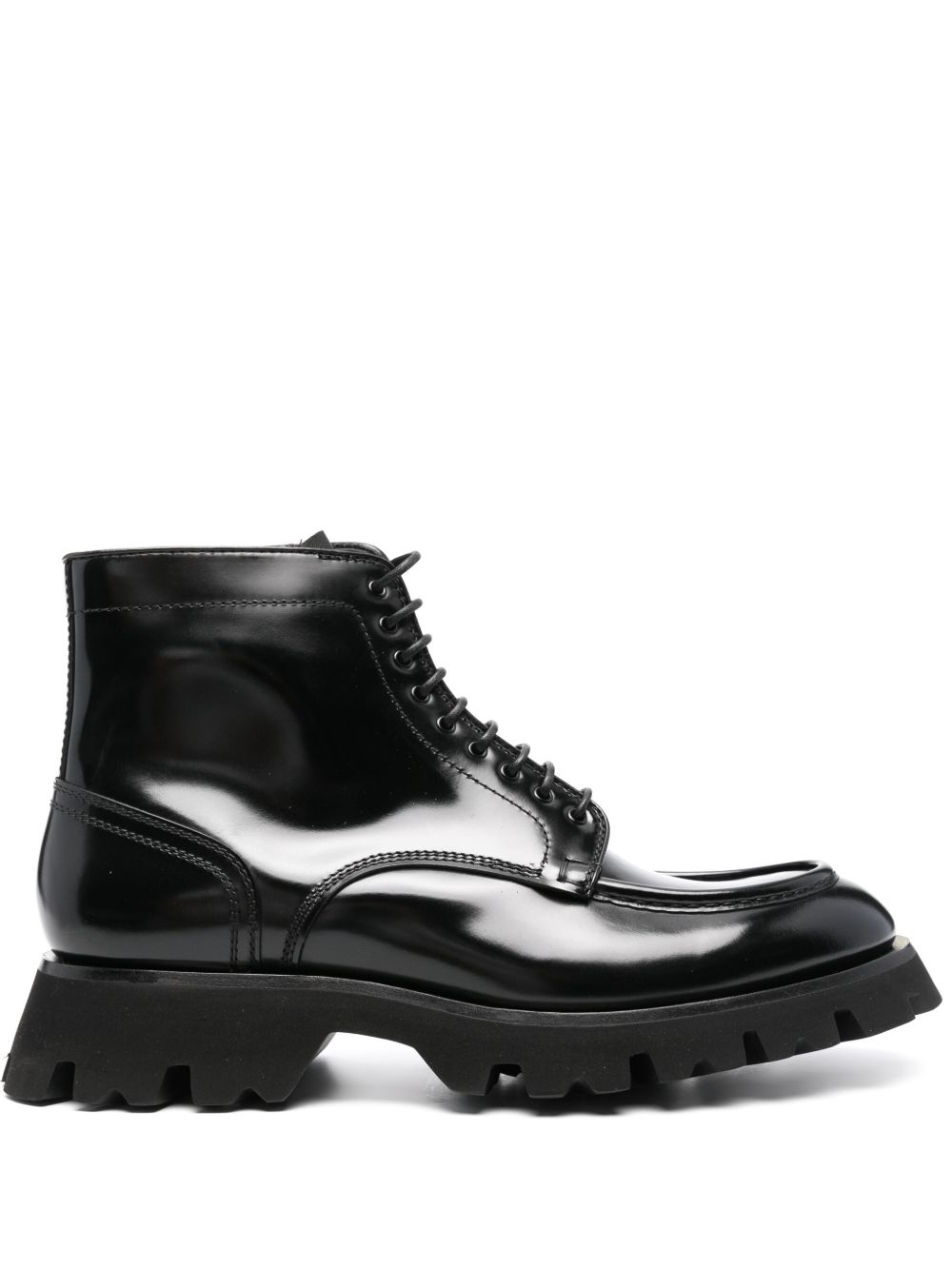 Santoni 系带皮质及踝靴 - 黑色