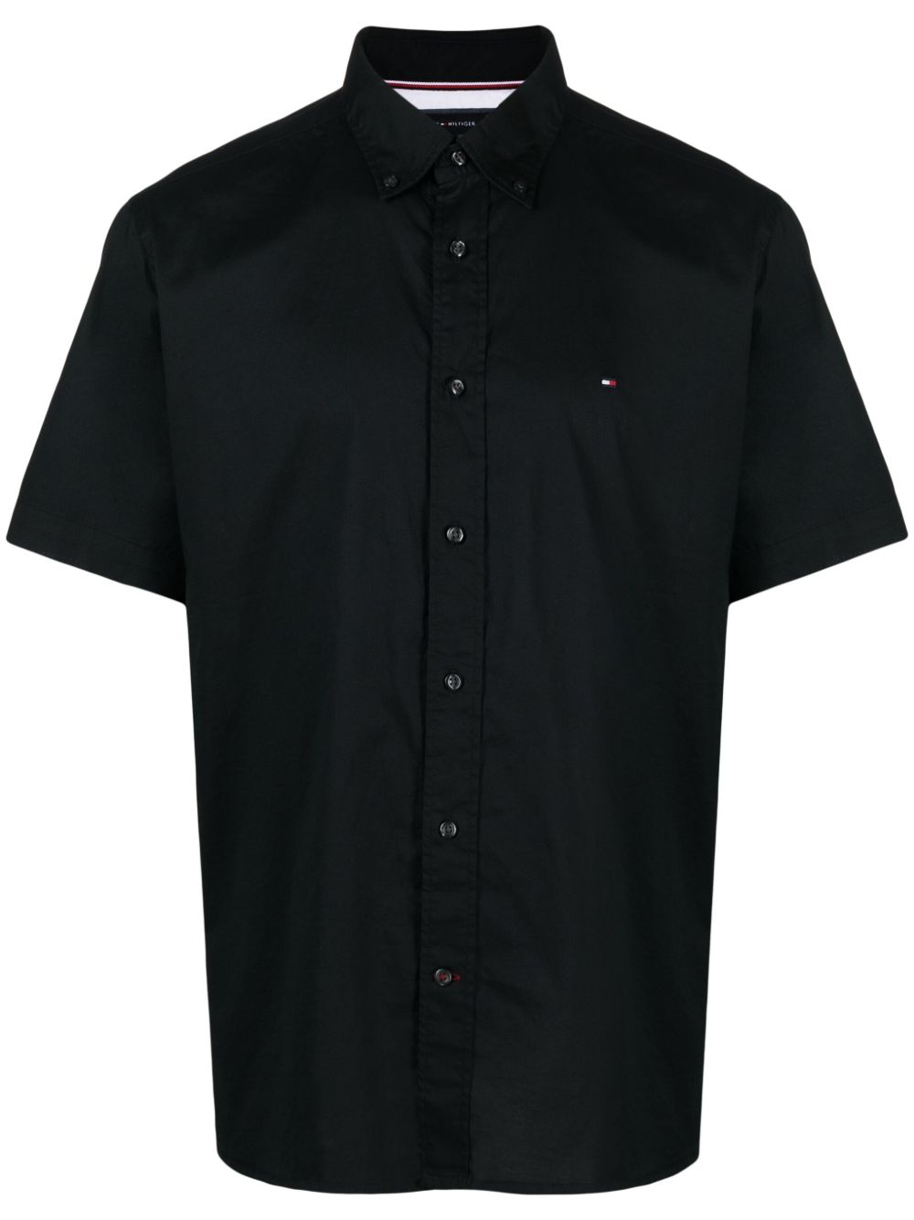 Tommy Hilfiger logo刺绣棉衬衫 - 黑色