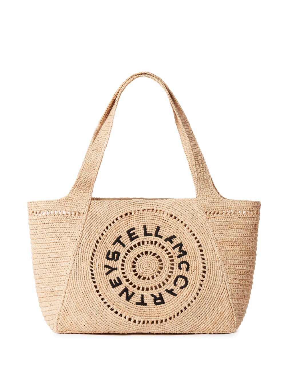 Stella McCartney logo刺绣拉菲草手提包 - 中性色