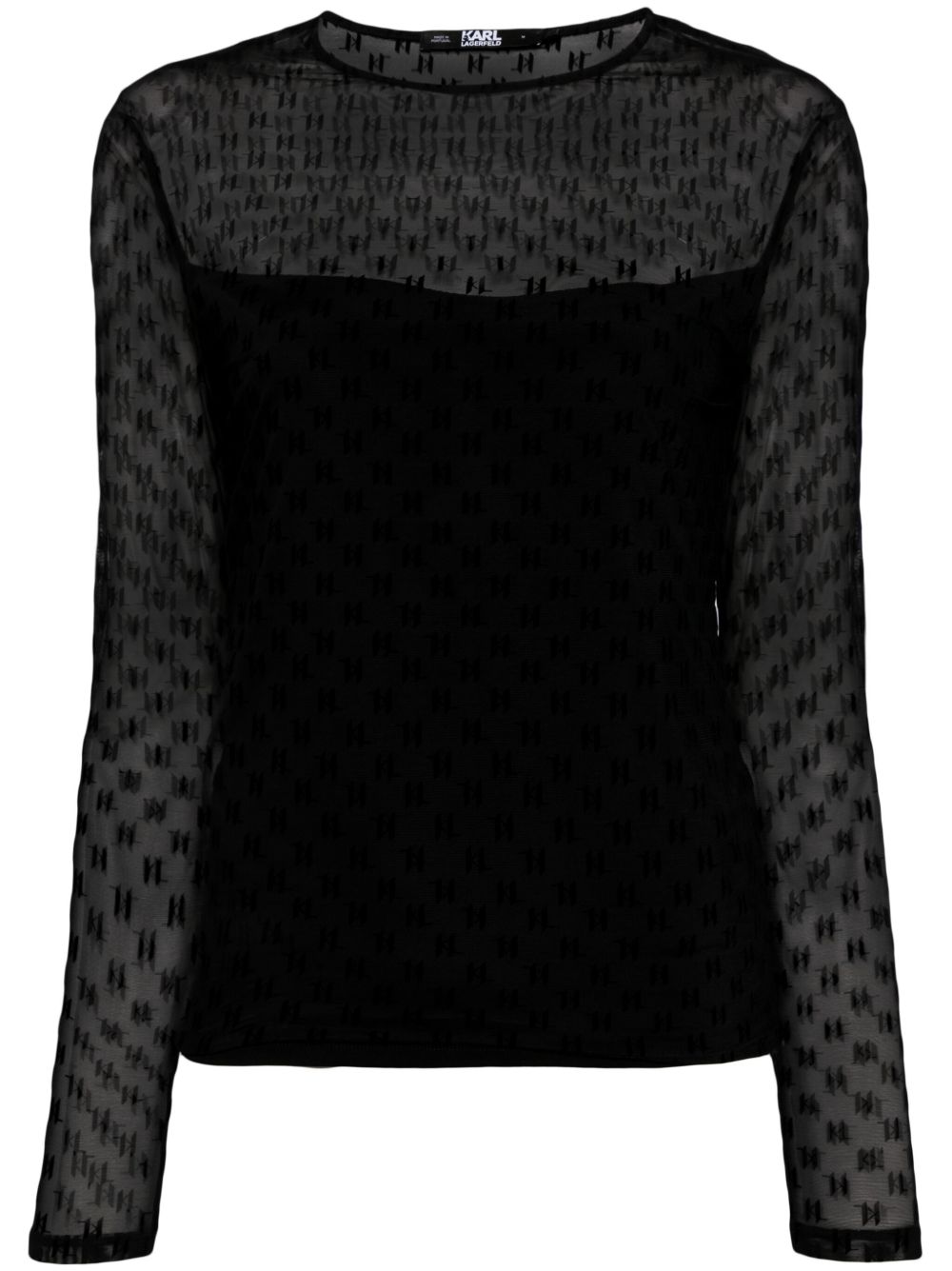 Karl Lagerfeld KL-logo网纱上衣 - 黑色