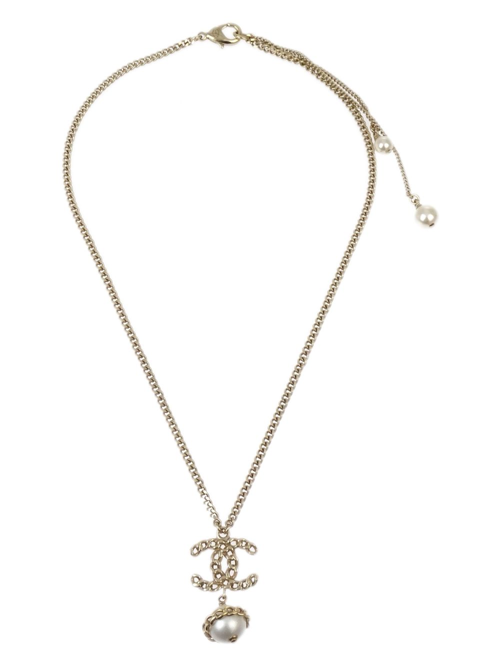 CHANEL Pre-Owned CC 人造珍珠项链（2016年典藏款） - 金色