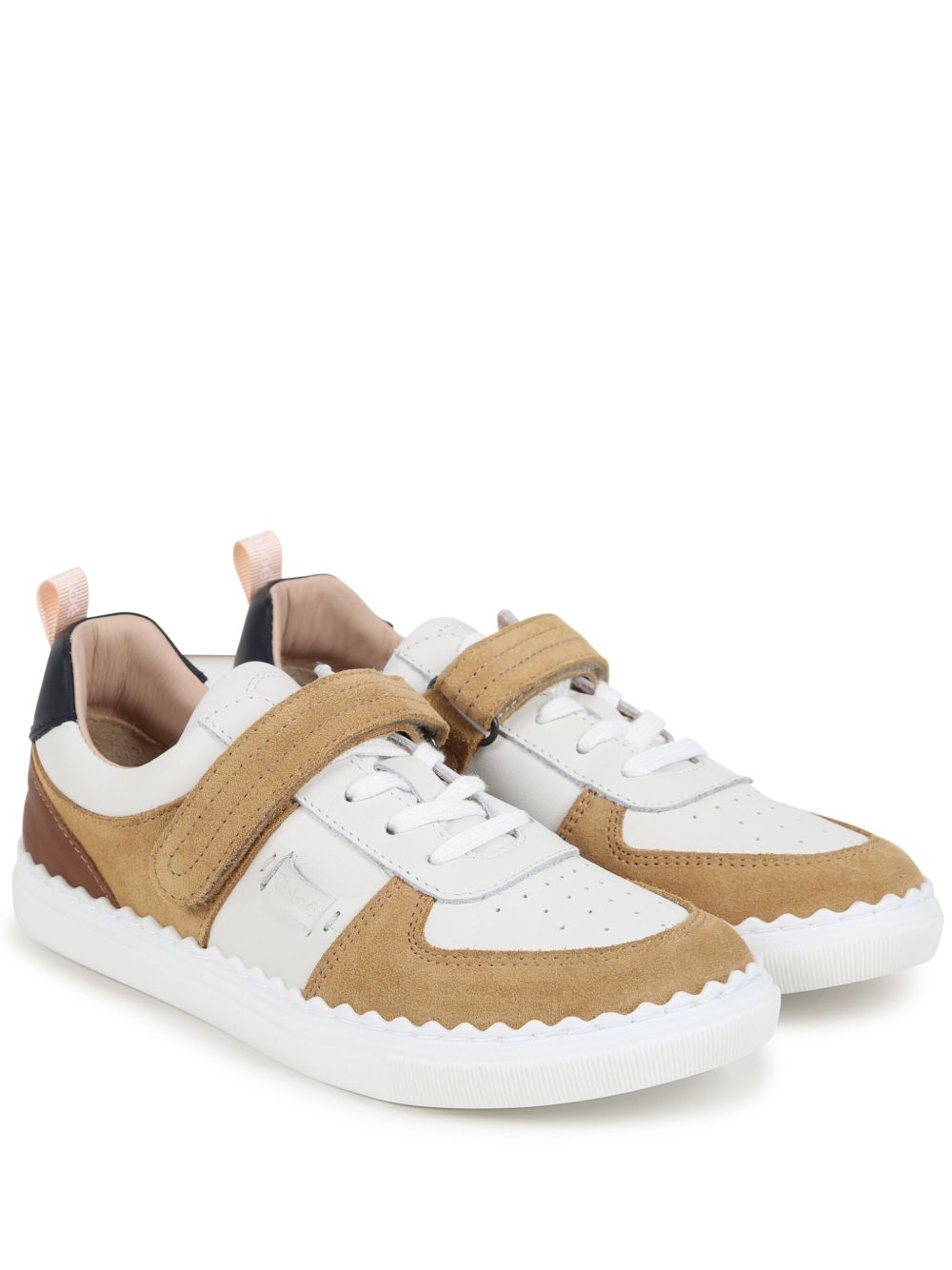 Chloé Kids Lauren 皮质运动鞋 - 白色