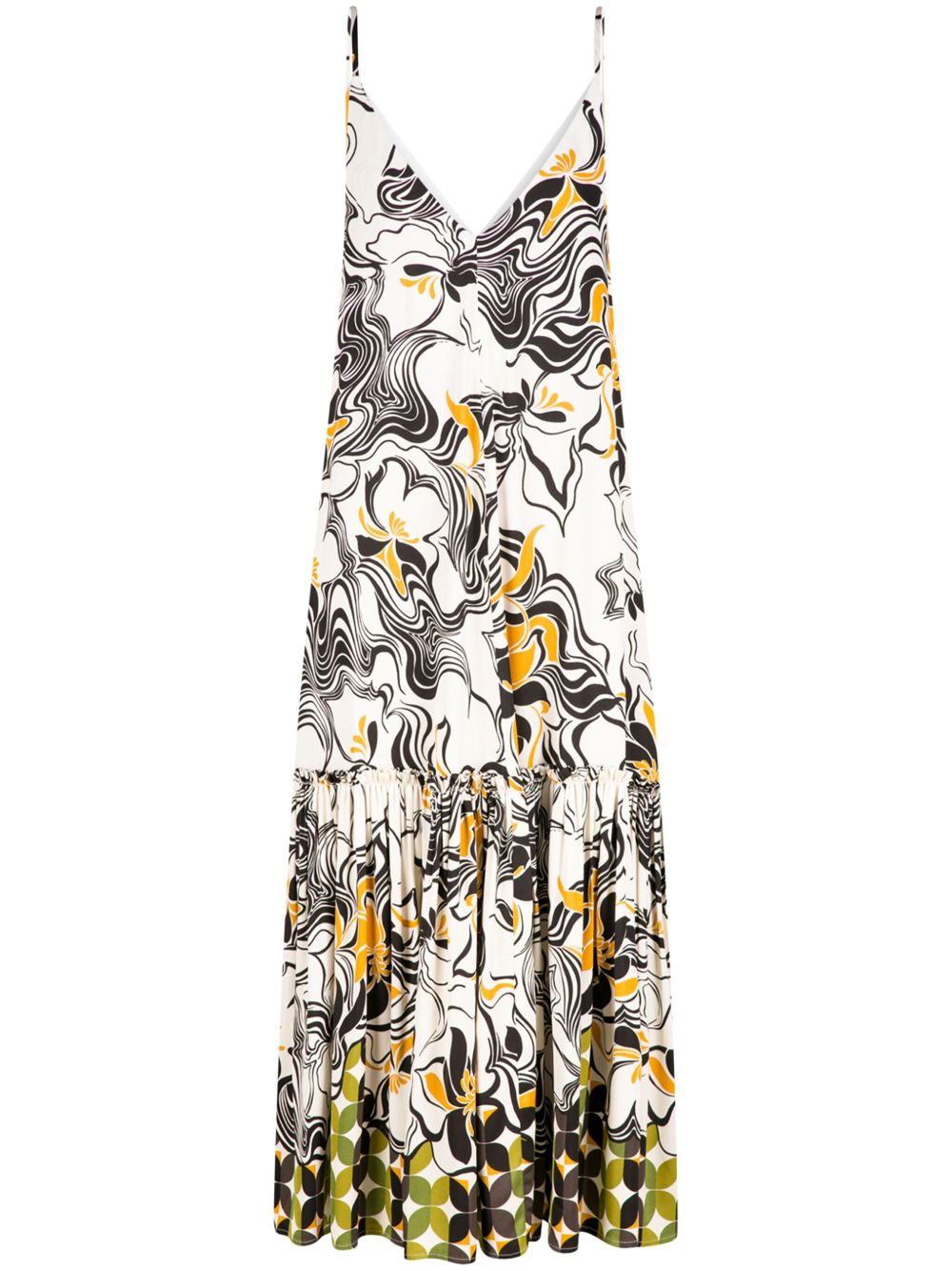 DRIES VAN NOTEN 荷叶边漩涡印花连衣裙 - 中性色