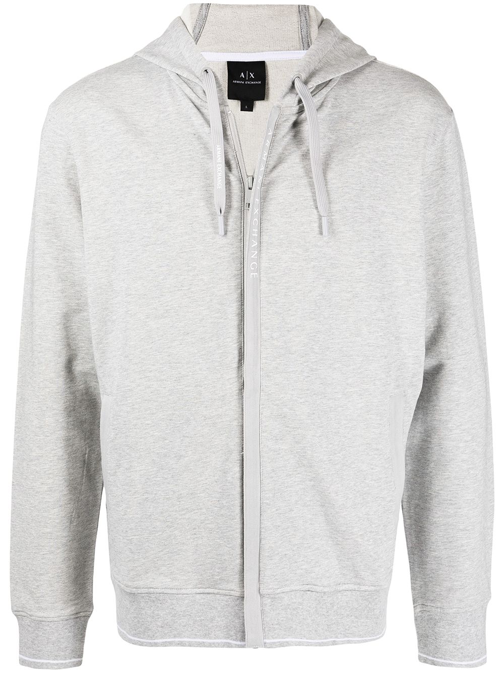 Armani Exchange logo印花拉链连帽衫 - 灰色