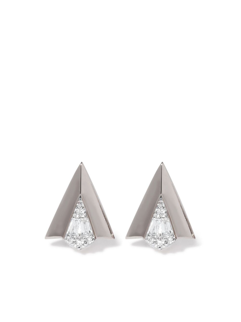 Annoushka Deco 18K白金钻石箭头耳钉 - 银色