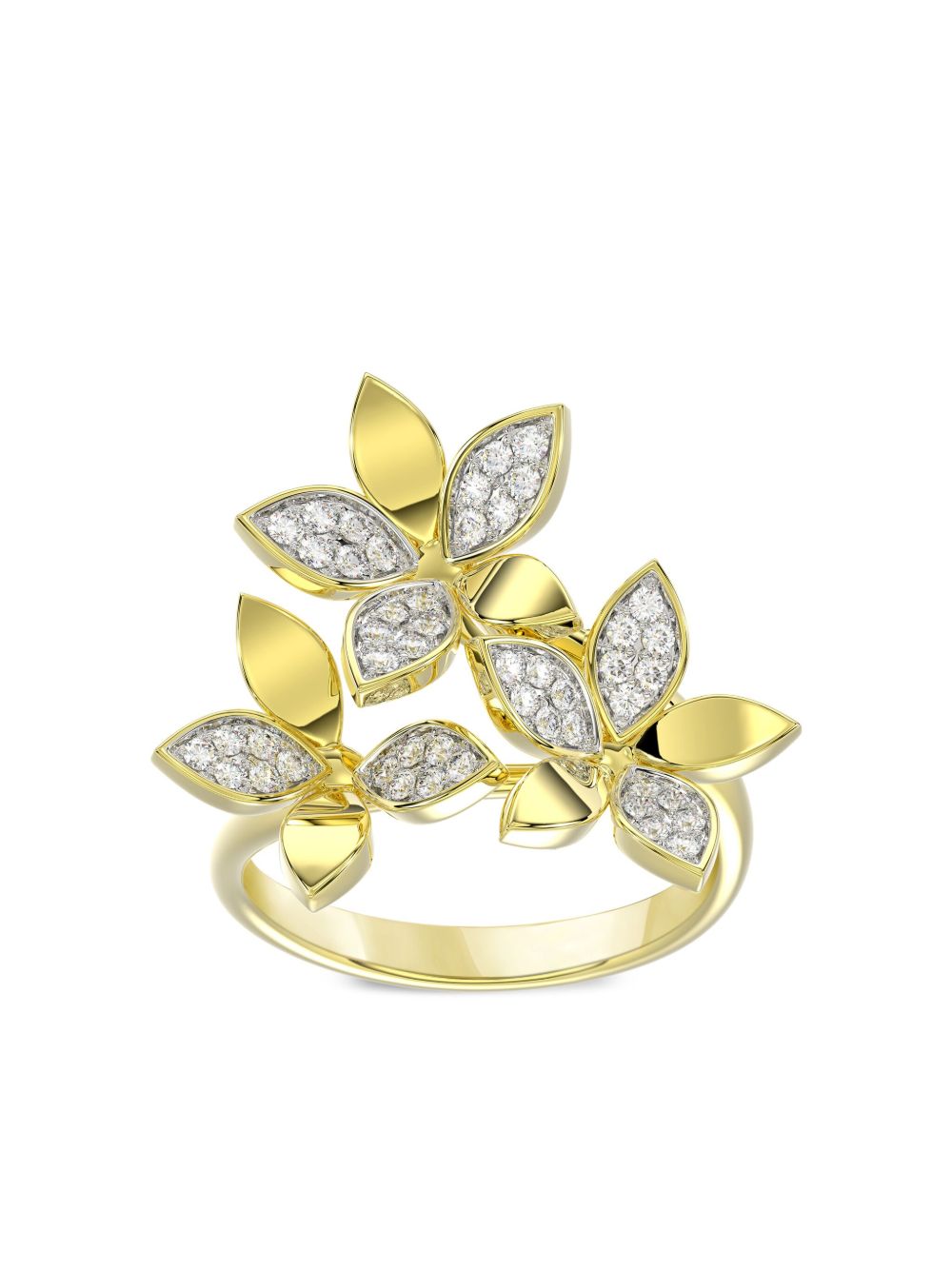 Marchesa 18K黄金 Wild Flower 钻石戒指 - 黄色