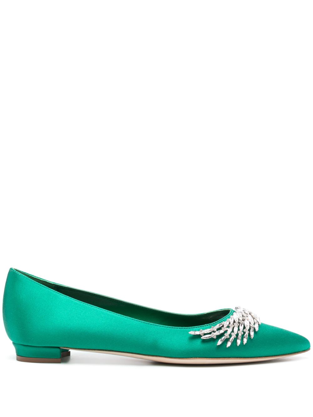 Manolo Blahnik Pluma 真丝芭蕾平底鞋 - 绿色