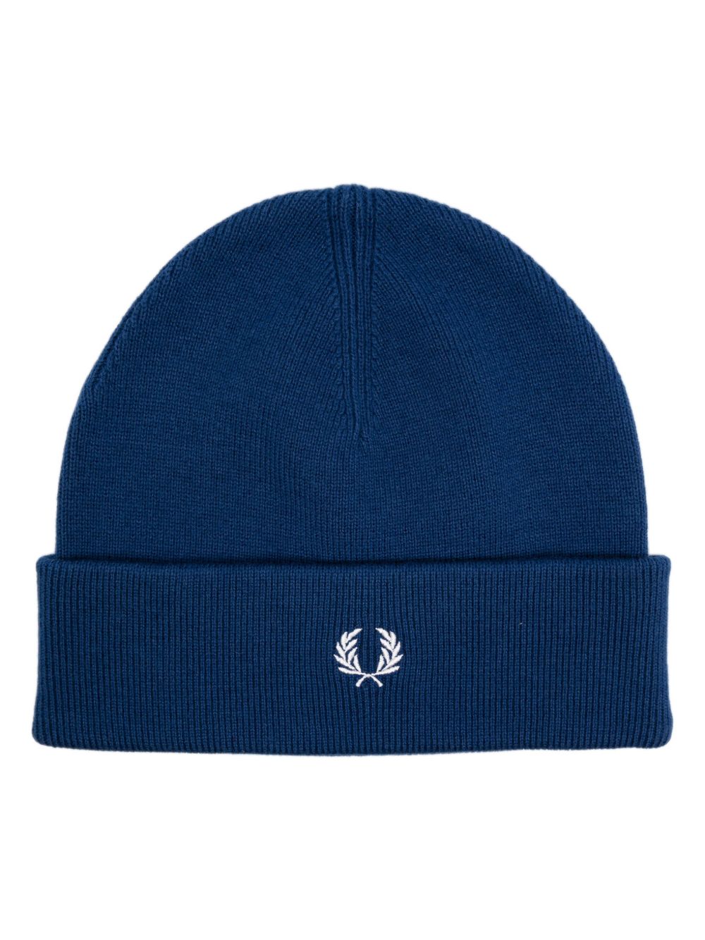 Fred Perry logo刺绣罗纹针织套头帽 - 蓝色
