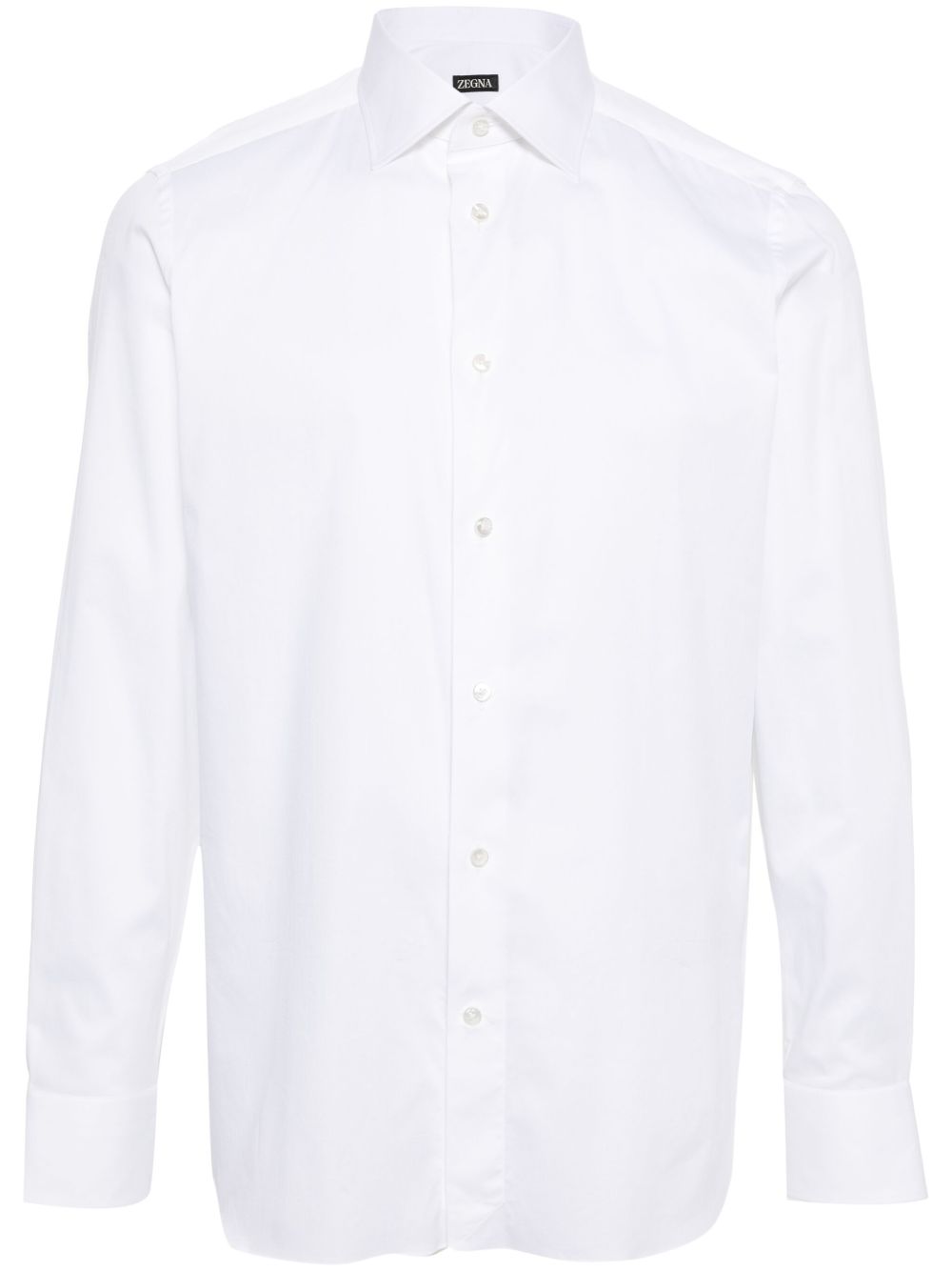 Zegna 宽领府绸衬衫 - 白色