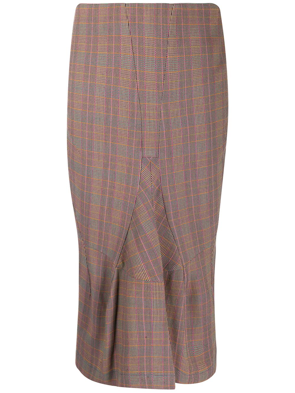 Junya Watanabe Comme des Garçons Pre-Owned 中长高腰格纹半身裙 - 中性色