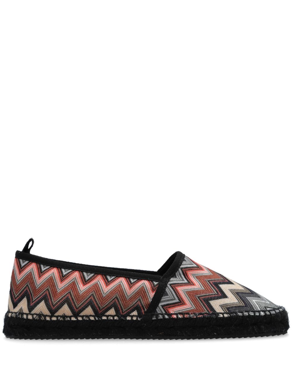 Missoni Z字形图案草编鞋 - 黑色