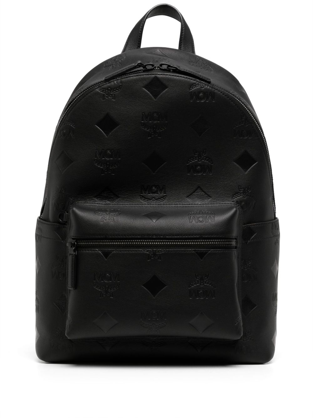 MCM Stark 中号皮质双肩包 - 黑色