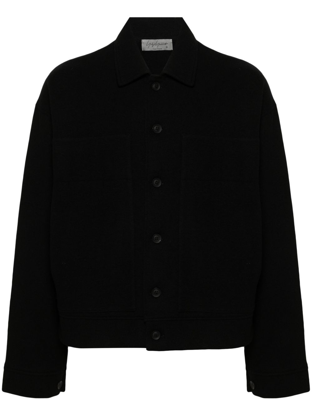 Yohji Yamamoto 针织衬衫式夹克 - 黑色