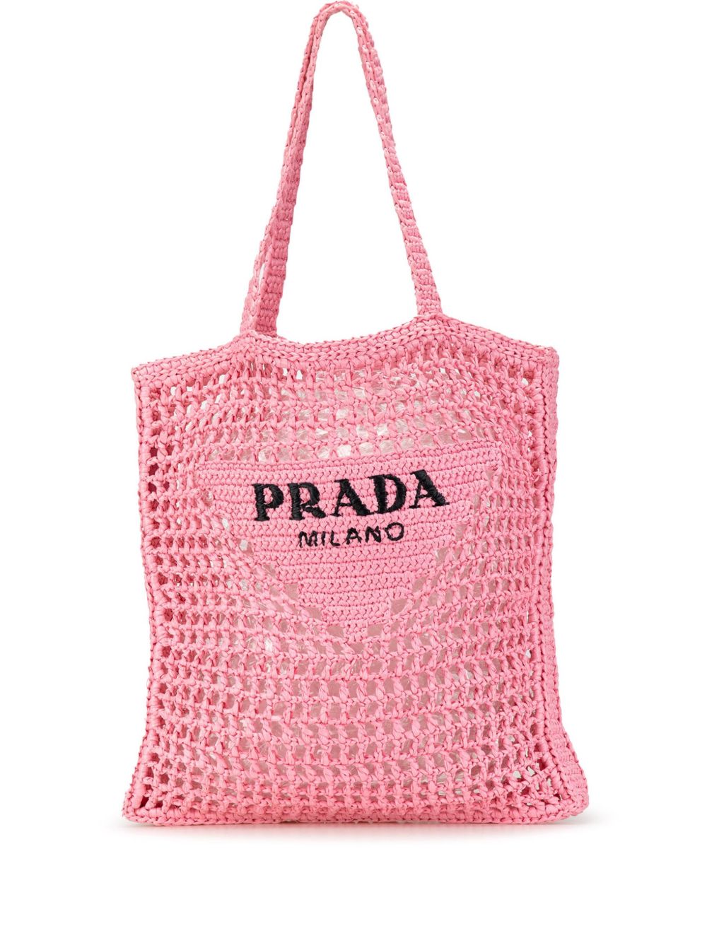 Prada Pre-Owned Crochet Raffia logo手提包（2022-2024年典藏款） - 粉色