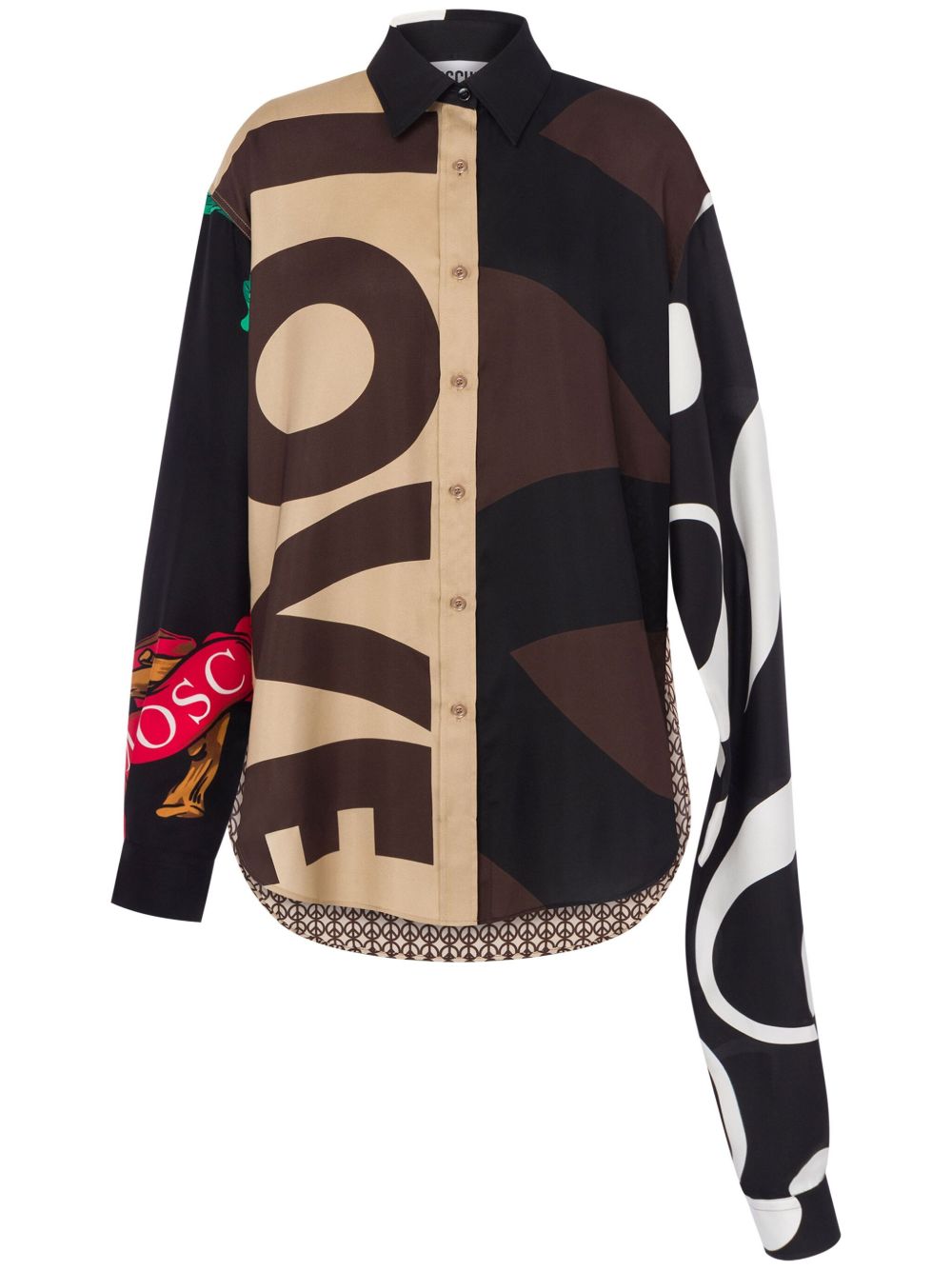 Moschino 不对称拼色衬衫 - 褐色