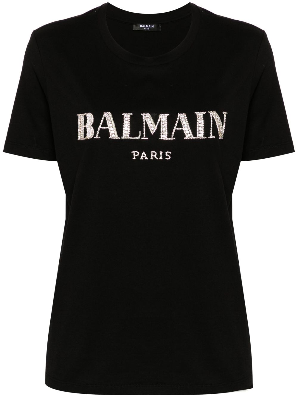 Balmain 晶饰logo棉T恤 - 黑色