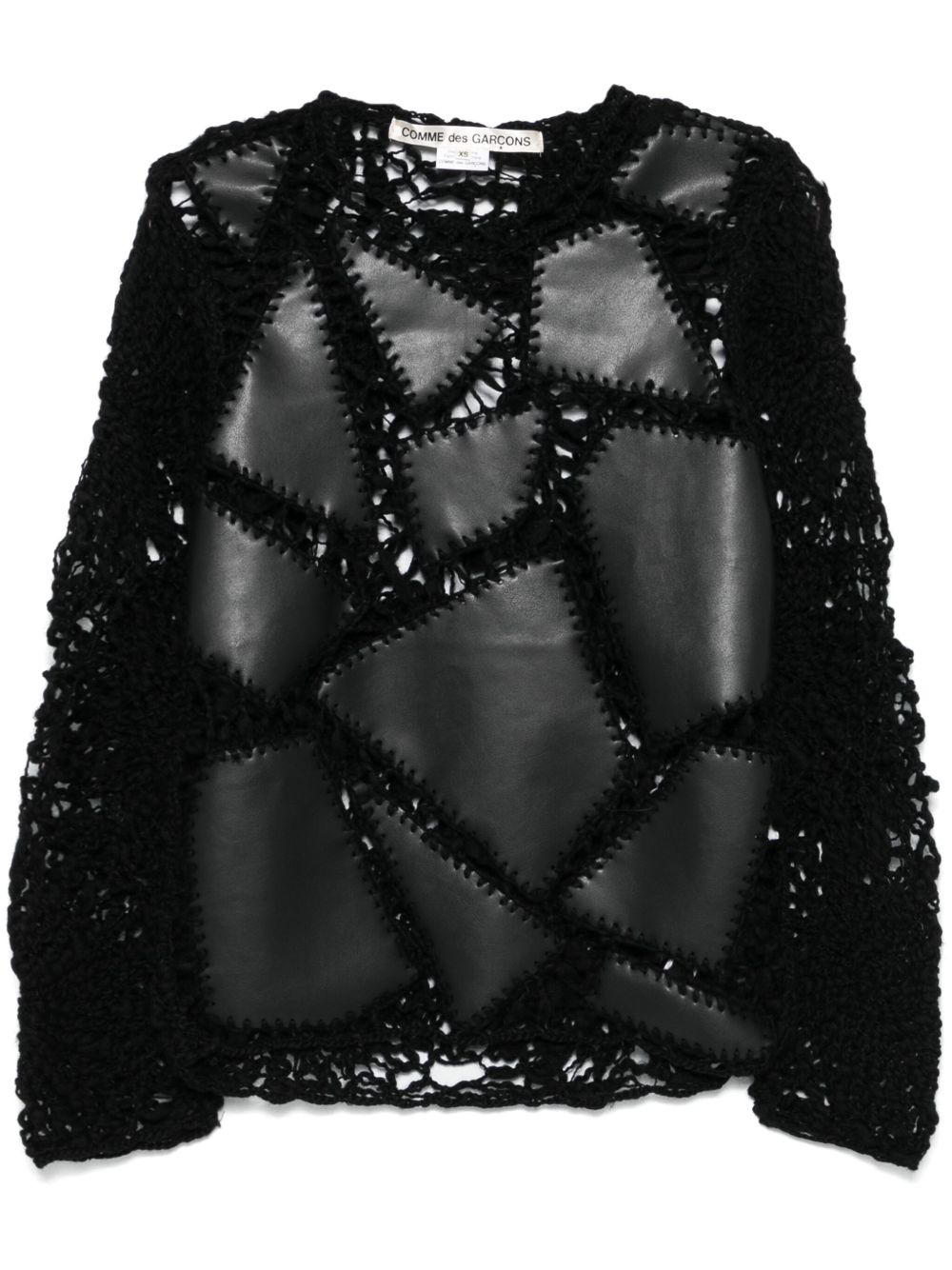 Comme Des Garçons 人造皮革贴花毛衣 - 黑色