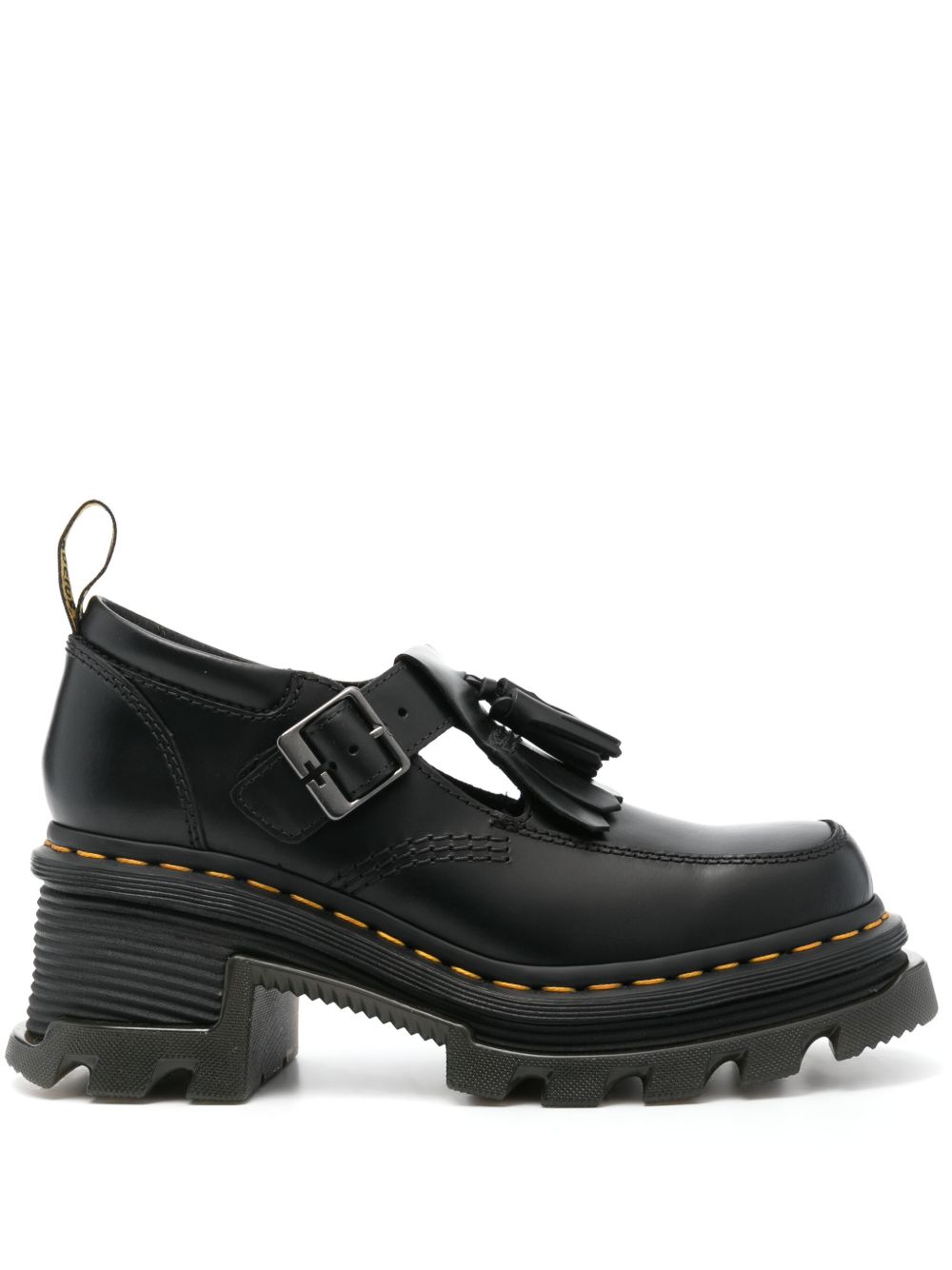 Dr. Martens Corran 皮质中跟布洛克鞋 - 黑色