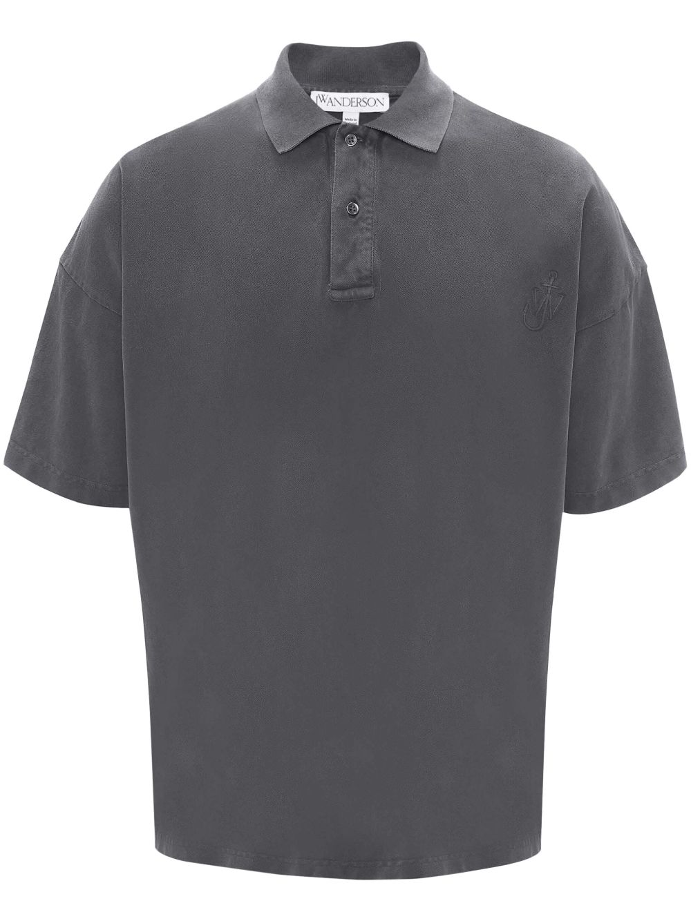 JW Anderson logo刺绣棉polo衫 - 灰色